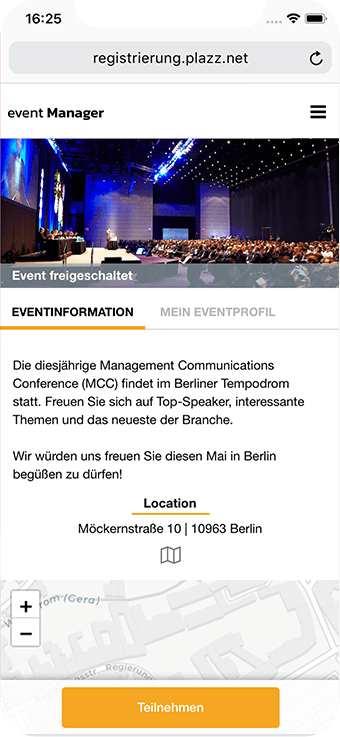 Ansicht der Eventinformationen im Detail